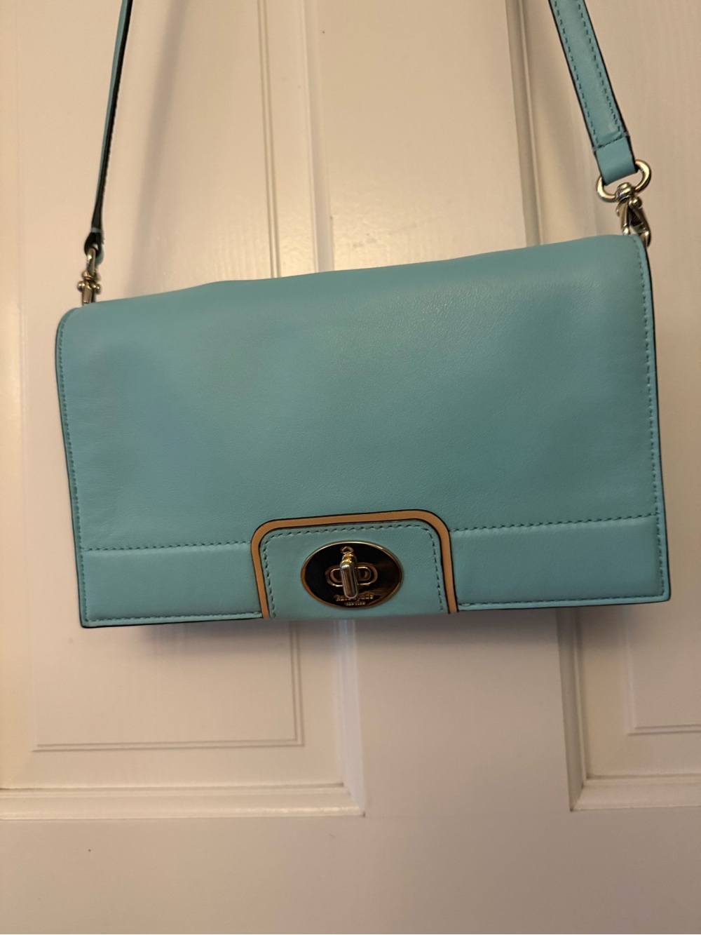 kate spade Hampton Road Julia Aqua Leather Crossbody Shoulder Clutch